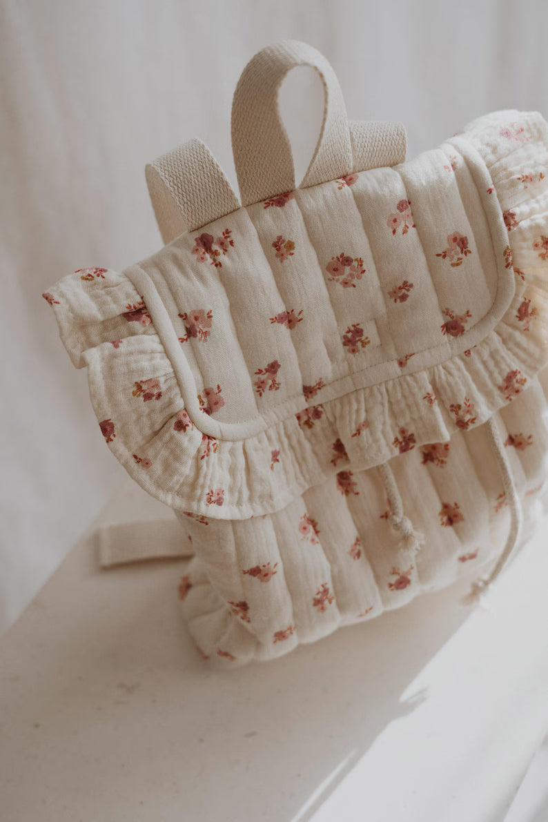 Licht gewatteerde peuter rugzak met subtiele bloemetjesprint