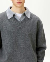 Collared V-Neck Knit Jumper | Zadinia