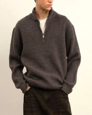 Half-Zip Boucle Knit Jumper | Zadinia