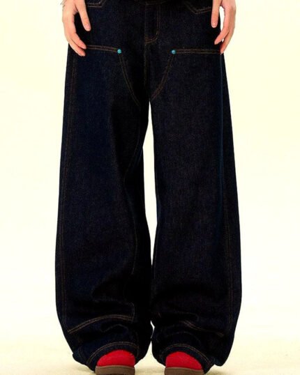 Men's Raw Denim Wide-Leg Jeans | Zadinia