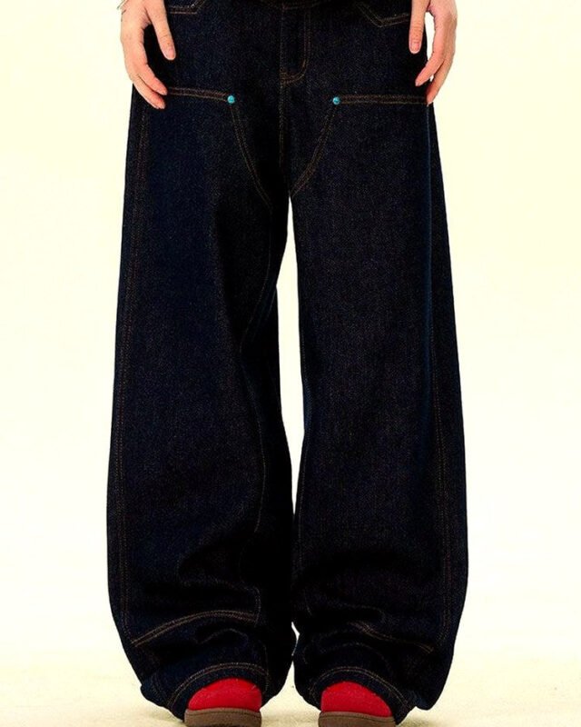 Men's Raw Denim Wide-Leg Jeans | Zadinia