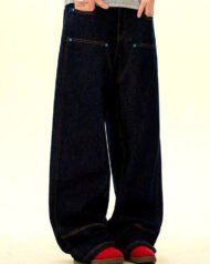Men's Raw Denim Wide-Leg Jeans | Zadinia
