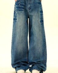 Men's Vintage-Effect Wide Straight Jeans | Zadinia