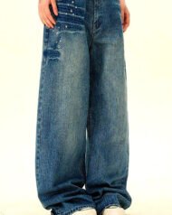 Men's Vintage-Effect Wide Straight Jeans | Zadinia