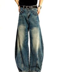 Men's Washed Stretch Wide-Leg Jeans | Zadinia