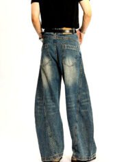Men's Washed Stretch Wide-Leg Jeans | Zadinia