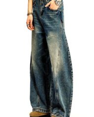 Men's Washed Stretch Wide-Leg Jeans | Zadinia