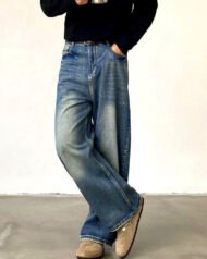 Men's Washed Wide-Leg Jeans | Zadinia