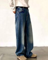 Men's Washed Wide-Leg Jeans | Zadinia