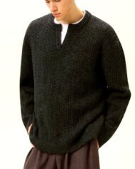 Notch-Neck Cable Knit Jumper | Zadinia