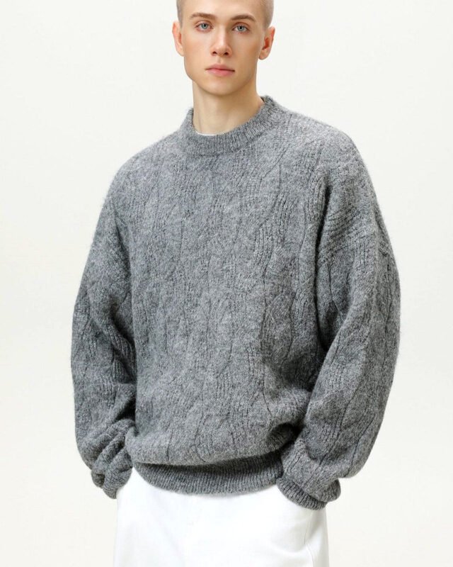 Oversized Cable Knit Crew Neck Jumper | Zadinia