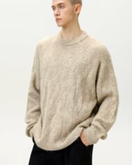 Oversized Cable Knit Crew Neck Jumper | Zadinia