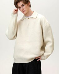 Oversized Knit Henley Jumper | Zadinia