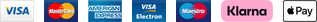Accepted payment methods: Visa, Mastercard, American Express, Visa Electron, Maestro, Klarna, Apple Pay
