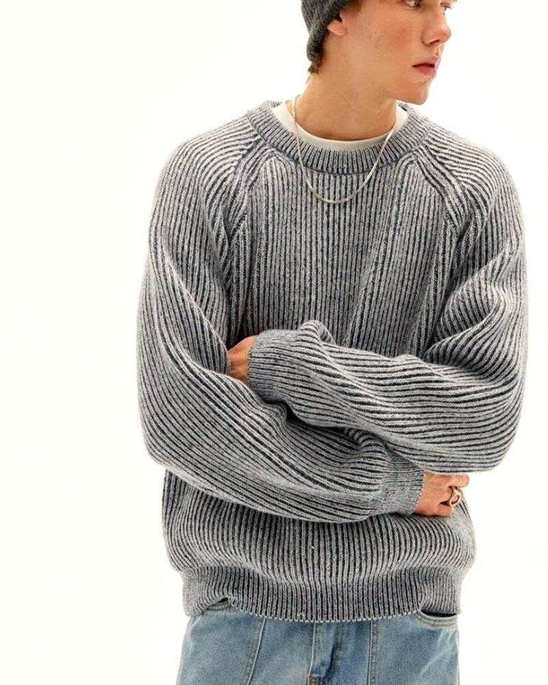 Ribbed Knit Crew Neck Jumper | Zadinia