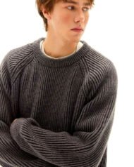 Ribbed Knit Crew Neck Jumper | Zadinia